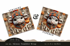 3D Fall Highland Cow Tumbler Wrap PNG | Fall PNG Product Image 3