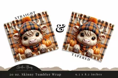 3D Fall Highland Cow Tumbler Wrap PNG | Fall PNG Product Image 3