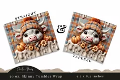 3D Fall Highland Cow Tumbler Wrap PNG | Fall PNG Product Image 3