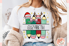 Preppy Christmas pencil teacher split monogram frame png Product Image 4