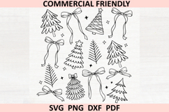 Preppy Christmas Tree coquette Png, Christmas Coquette Bow Product Image 2