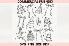 Preppy Christmas Tree coquette Png, Christmas Coquette Bow Product Image 2