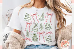 Preppy Christmas Tree coquette Png, Christmas Coquette Bow Product Image 5