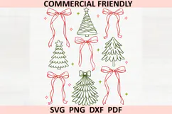Preppy Christmas Tree coquette Png, Christmas Coquette Bow Product Image 1