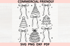 Preppy Christmas Tree coquette Png, Christmas Coquette Bow Product Image 2