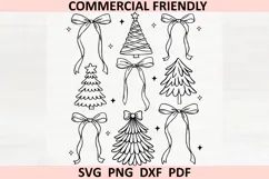 Preppy Christmas Tree coquette Png, Christmas Coquette Bow Product Image 2