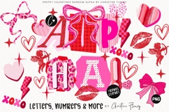 Preppy Valentines Ransom Alpha PNG Bundle &amp; BONUS Clipart Product Image 1