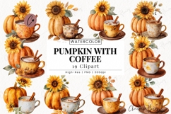 Fall Pumpkin and Coffee Clipart Bundle Product Image 1
