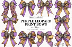 Purple Leopard Print Bows Clipart Bundle Product Image 1
