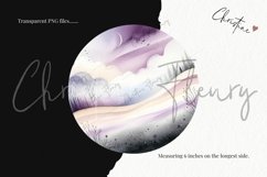 Watercolor Purple Night Scene Clipart | Halloween PNG Product Image 3