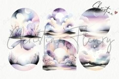 Watercolor Purple Night Scene Clipart | Halloween PNG Product Image 5