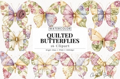 Quilted Butterflies Clipart Bundle - 16 Elements Product Image 1