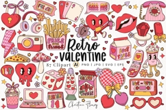 87 Retro Valentine Clipart Bundle - PNG | SVG | EPS Product Image 1