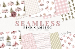 Seamless Pink Camping Digital Paper | Camping PNG Product Image 1