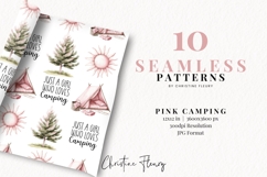 Seamless Pink Camping Digital Paper | Camping PNG Product Image 2