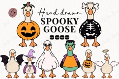 Hand Drawn Spooky Goose Clipart Bundle | Halloween PNG SVG Product Image 1