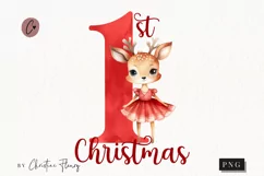 Red 1st Christmas Deer PNG | Christmas PNG Product Image 1
