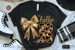 Gold Coquette Hello 2026 PNG Product Image 1