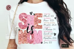 Faux Sequins She is Mom PNG | Christian PNG Product Image 1