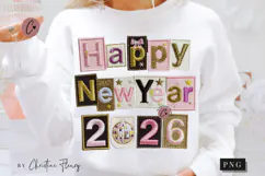 Faux Embroidery Happy New Years PNG - 4 Designs Product Image 2