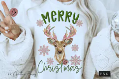 Faux Embroidery Merry Christmas PNG Product Image 1