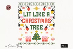 Lit Ugly Christmas Sweater PNG | Funny Christmas PNG Product Image 1