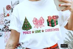 Faux Embroidery Peace Love Christmas PNG Product Image 1