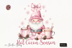 Pink Christmas Hot Cocoa Season Gnome PNG | Christmas PNG Product Image 1