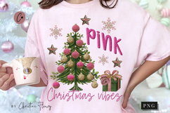 Faux Embroidery Pink Christmas Vibes PNG Product Image 1