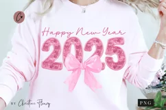 Pink Coquette Embroidery New Year Png | New Years PNG Product Image 1