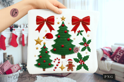Coquette Embroidery Christmas PNG Product Image 1