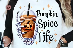 Skeleton Pumpkin Spice Life PNG | Halloween PNG Product Image 1