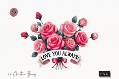 Flower Valentines Quote PNG | Valentines Day PNG Product Image 1