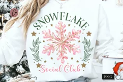 Pink Christmas Snowflake Social Club PNG | Christmas PNG Product Image 1