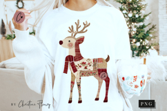 Patchwork Christmas Reindeer PNG Product Image 1