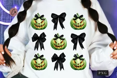 Green Halloween Coquette Bows PNG | Halloween PNG Product Image 1