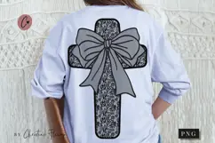 Black Lace Cross Coquette Bow PNG, Christian PNG Product Image 1