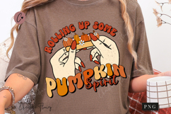 Retro Rolling Up Some Pumpkin Spirit PNG | Fall PNG Product Image 1