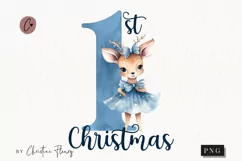 Blue 1st Christmas Deer PNG | Christmas PNG Product Image 1