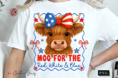 Moo For The Red White & Blue Funny PNG | 4th Of July PNG Product Image 1