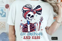 All American And Sass Skeleton Patriotic PNG | 4th Of July Product Image 1