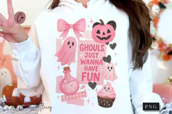 Ghouls Girly Halloween Collage PNG | Halloween PNG Product Image 1