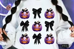 Purple Halloween Coquette Bows PNG | Halloween PNG Product Image 1