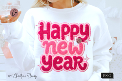 Retro Girly Happy New Year 2026 PNG Faux Latch Hook Product Image 1