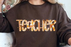 Preppy Floral Fall Teacher PNG Product Image 1