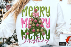 Faux Embroidery Preppy Merry Christmas PNG Product Image 1