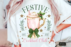 Pink Christmas Festive Cocktail Club PNG | Christmas PNG Product Image 1