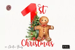 Red 1st Christmas Gingerbread PNG | Christmas PNG Product Image 1