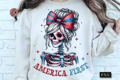 America First Skeleton Patriotic PNG | 4th Of July PNG Product Image 1