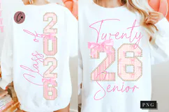 Pearls Girly Class of 2026 Senior PNG Front & Back Designs Product Image 1